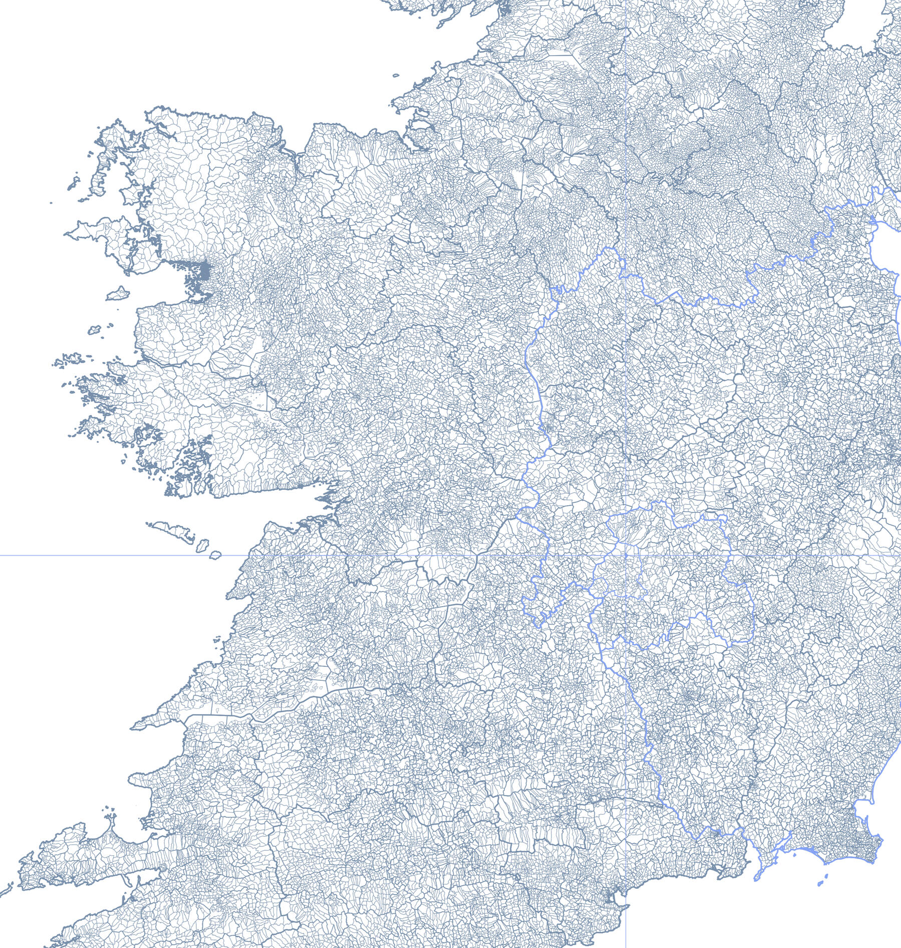 Contour lines An image of a poster of Ireland's 61,119 townlands, highlighting one in particular